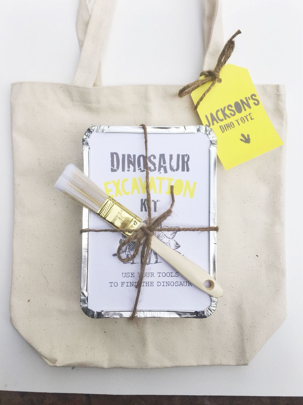 Dinosaur Excavation Kit DIY
 Dinosaur excavation kit for a boys Dino dig birthday party