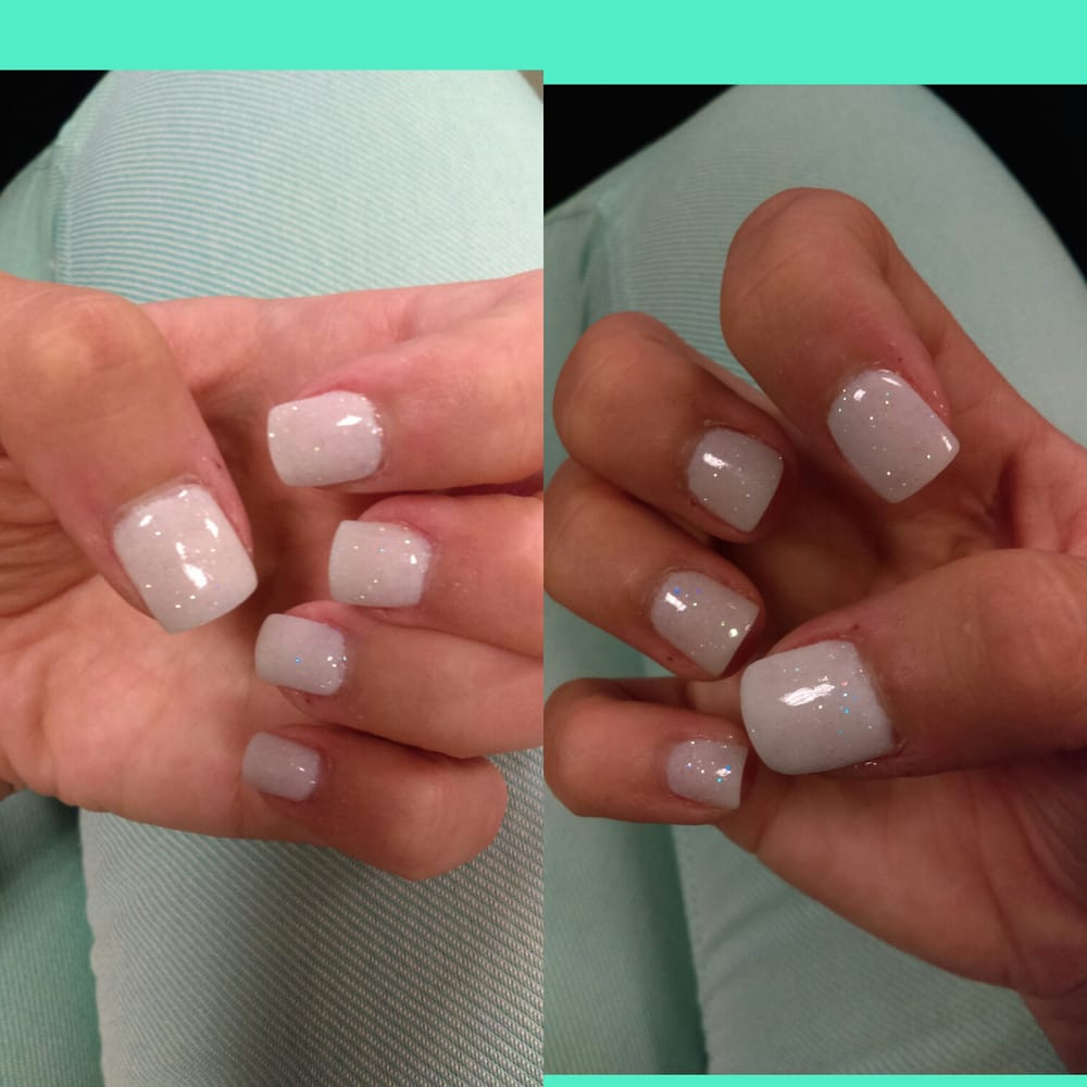 Dip Glitter Nails
 White Glitter Dipped nails no cuticle work Yelp