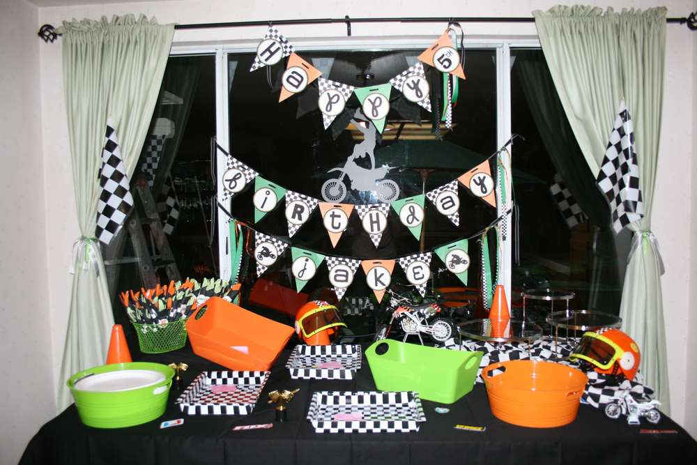 Dirt Bike Birthday Decorations
 Motocross Birthday Party Ideas 1 of 18