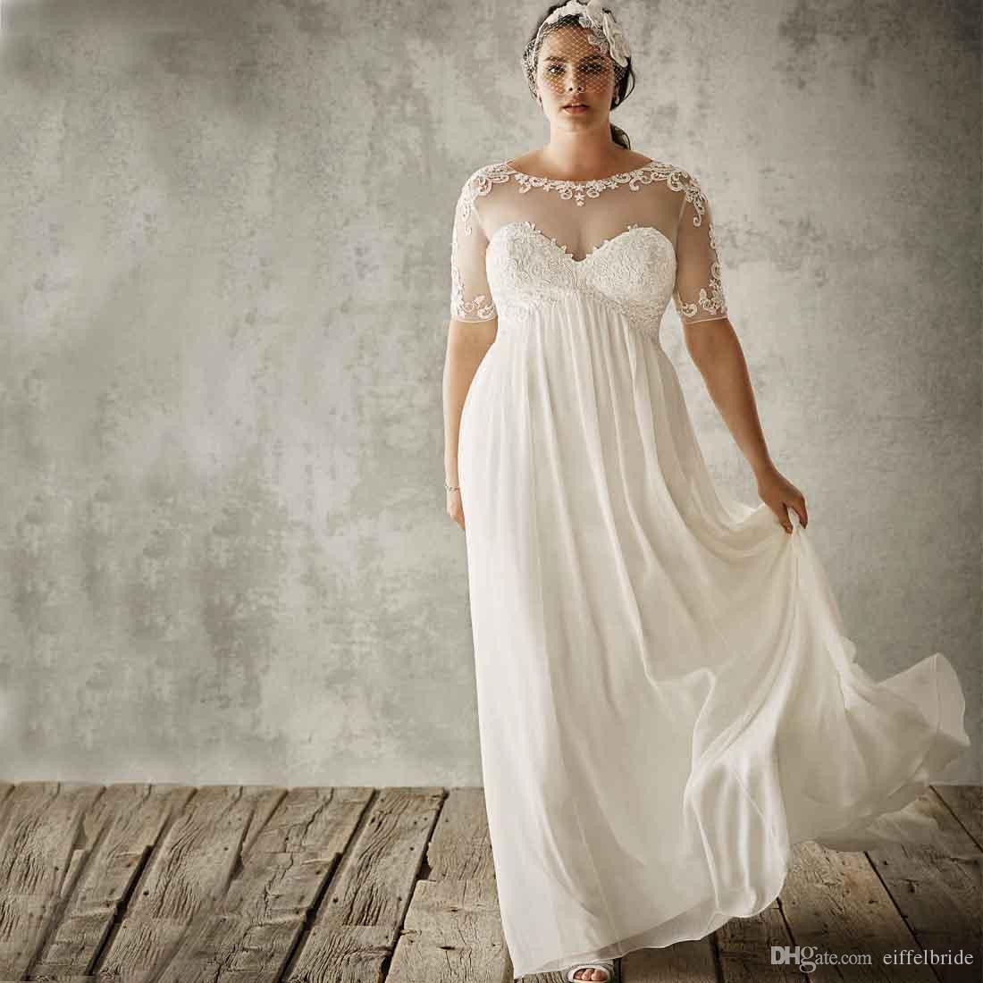 Discount Plus Size Wedding Dresses
 Cheap Beach Wedding Dresses Plus Size 2016 y Sheer Lace