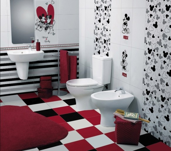 Disney Bathroom Decor
 Children s Bathroom with Disney Tiles Contemporary