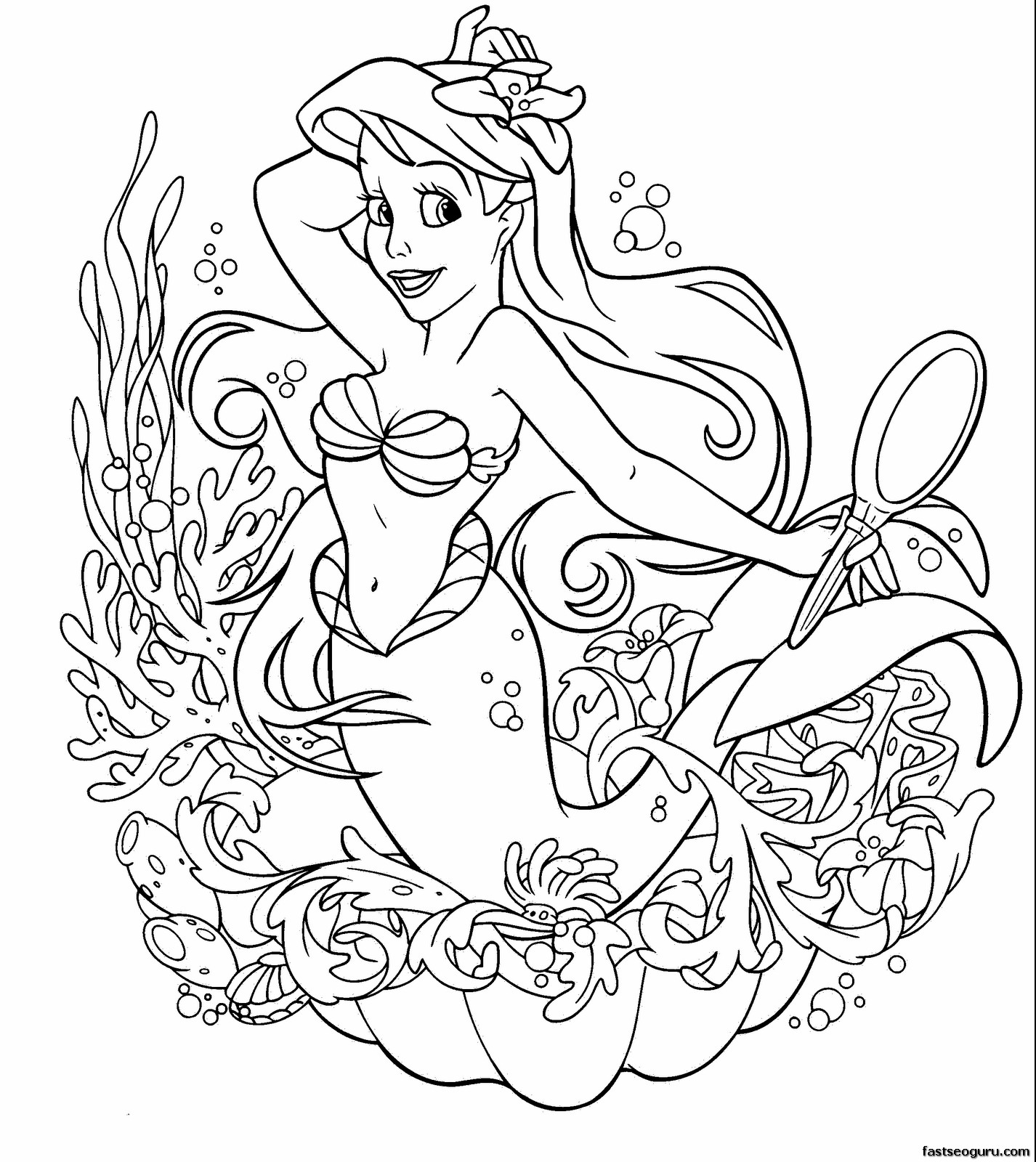 Disney Coloring Pages For Girls
 Printable disney ariel little mermaid coloring page