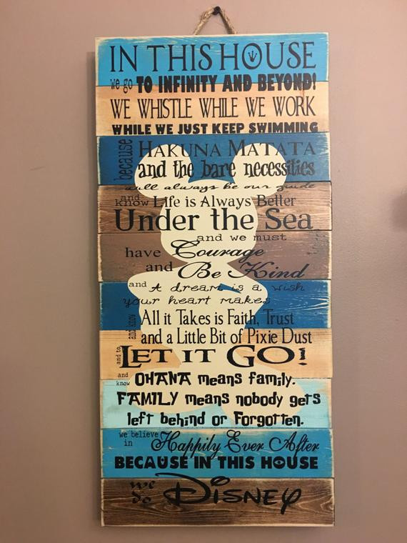 Disney Family Quote
 Disney Quotes Family Rules Planked Wood Sign Teal Browns