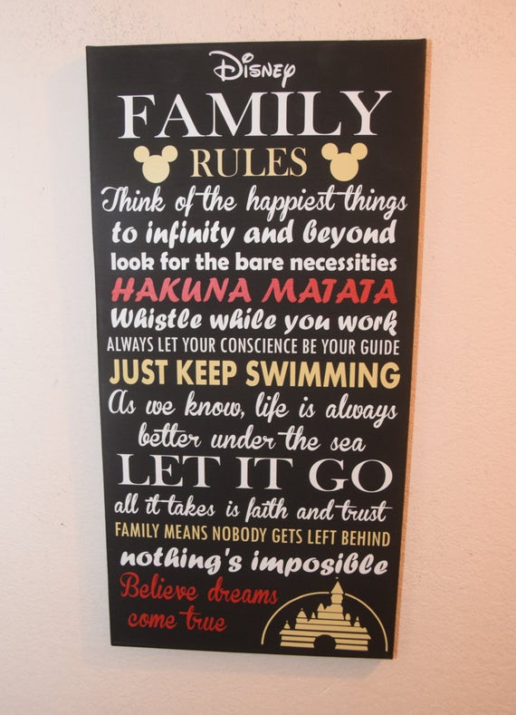 Disney Family Quote
 Inspirational Quote Sign Family Rules Sign Unique Disney