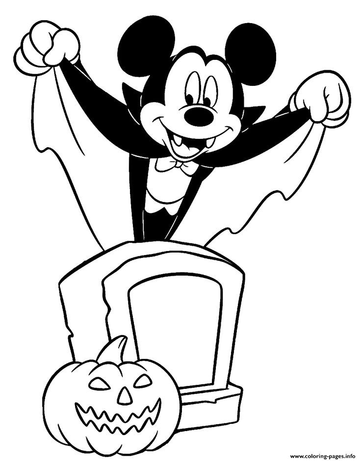 Disney Halloween Coloring Pages Printable
 Print Mickey Mouse as a vampire 2 disney halloween