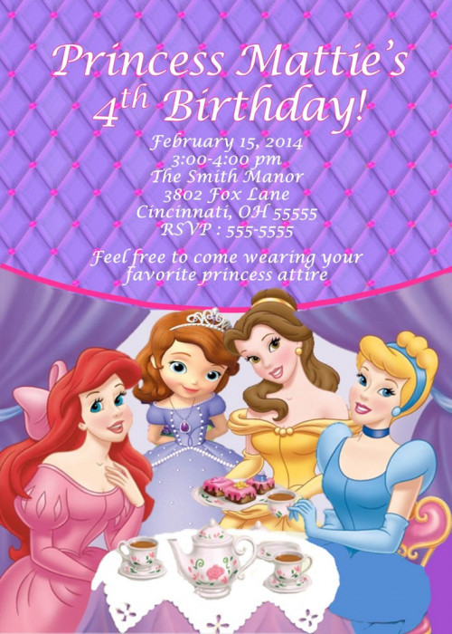 Disney Princess Tea Party Ideas
 Princess Tea Party Birthday Party Invitation Disney Add
