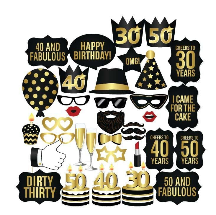 DIY 30Th Birthday Decorations
 26PCS DIY 30th 40th 50th Birthday Party Masks Favor