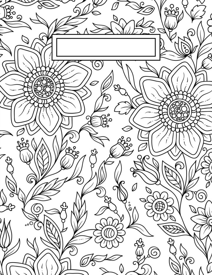 DIY Adult Coloring Book
 Back to School Binder Cover Adult Coloring Pages