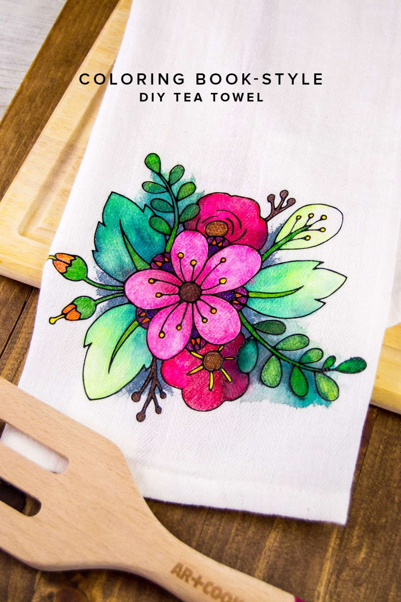 DIY Adult Coloring Book
 Floral Coloring Book Styled DIY Tea Towel DIY Candy