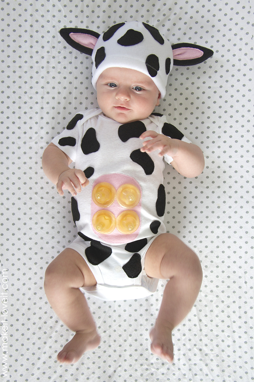 DIY Baby Halloween Costumes
 Baby Cow Costume with an UDDER