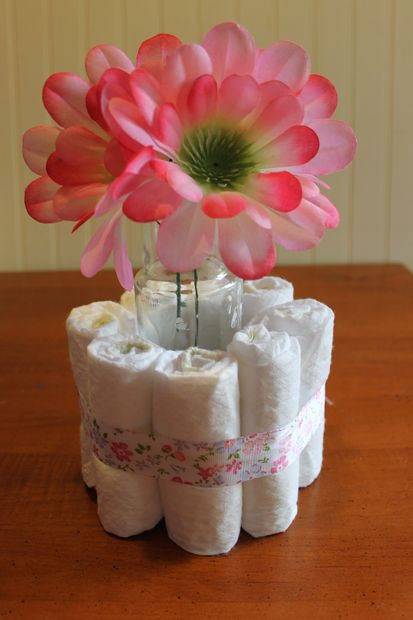 Diy Baby Shower Centerpieces For Boy
 DIY Baby Shower Diaper Cake Centerpieces All