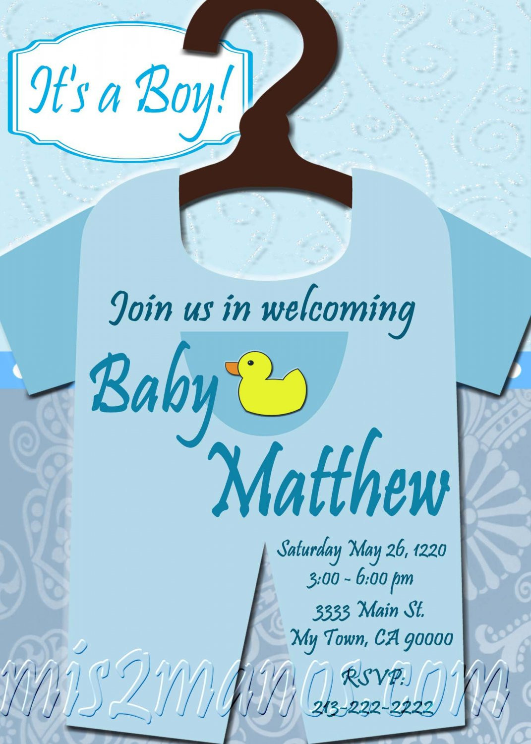 DIY Baby Shower Invitations For Boys
 Baby Shower esie Invitations Printable Baby Boy custom