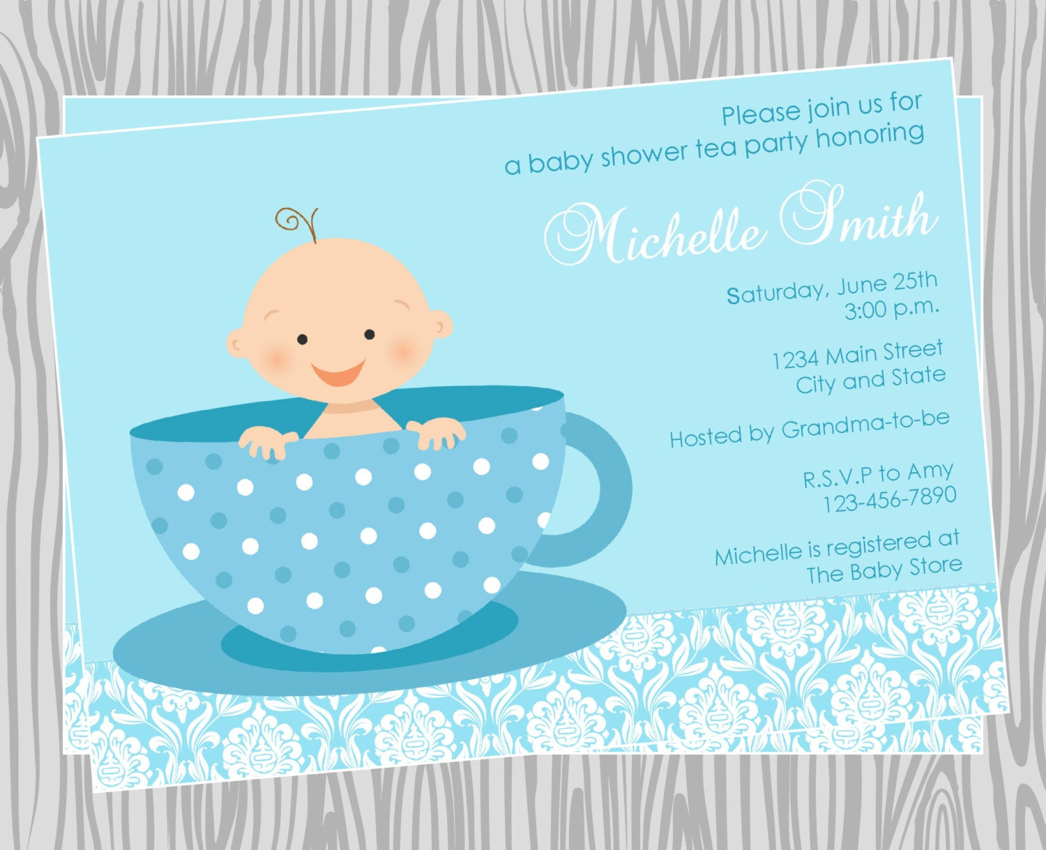 DIY Baby Shower Invitations For Boys
 DIY Baby Boy Tea Party Baby Shower Invitation Coordinating
