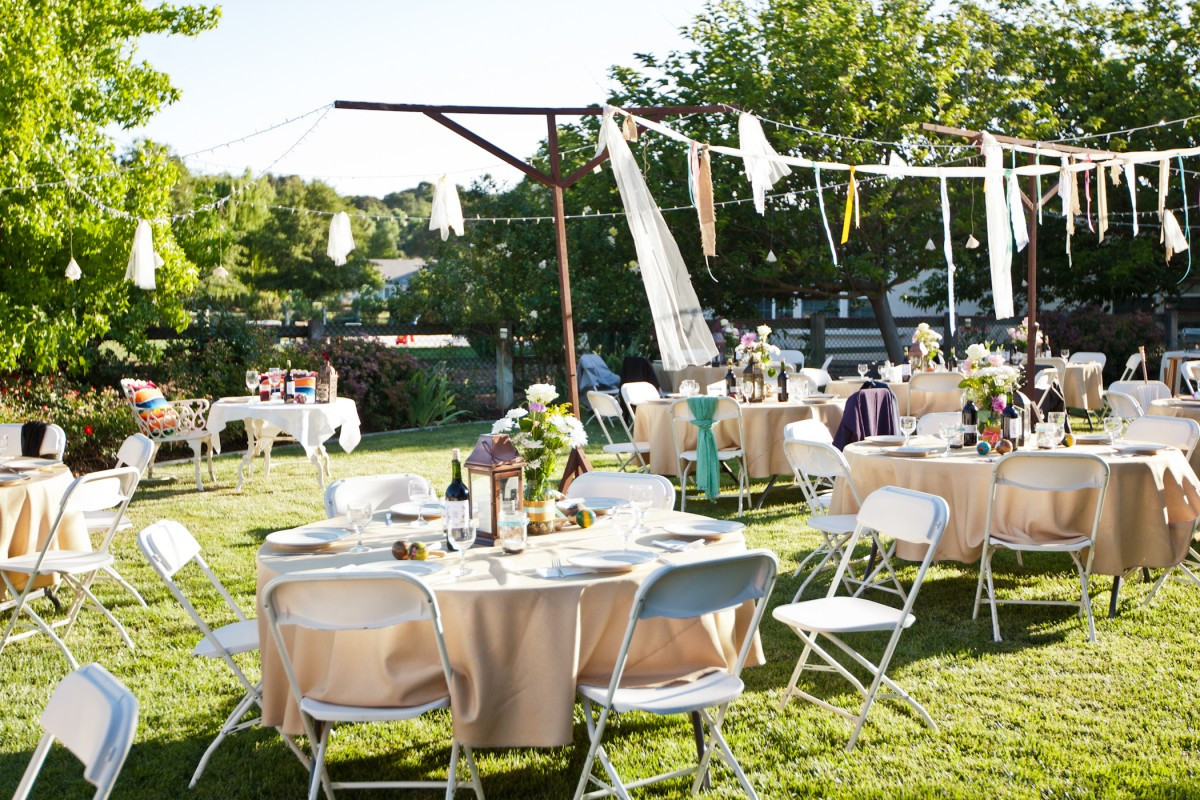 DIY Backyard Wedding
 Backyard Reception with DIY Streamers Elizabeth Anne