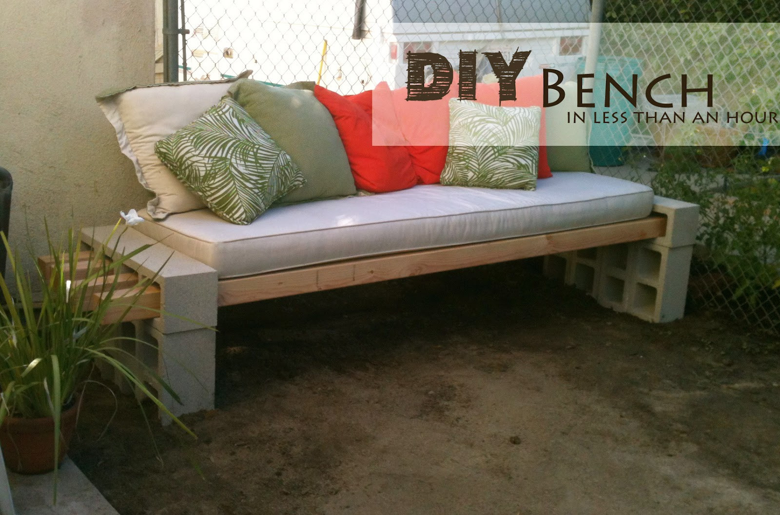 DIY Bench Outdoor
 Outdoor Coffee Table with Metal Bucket Base