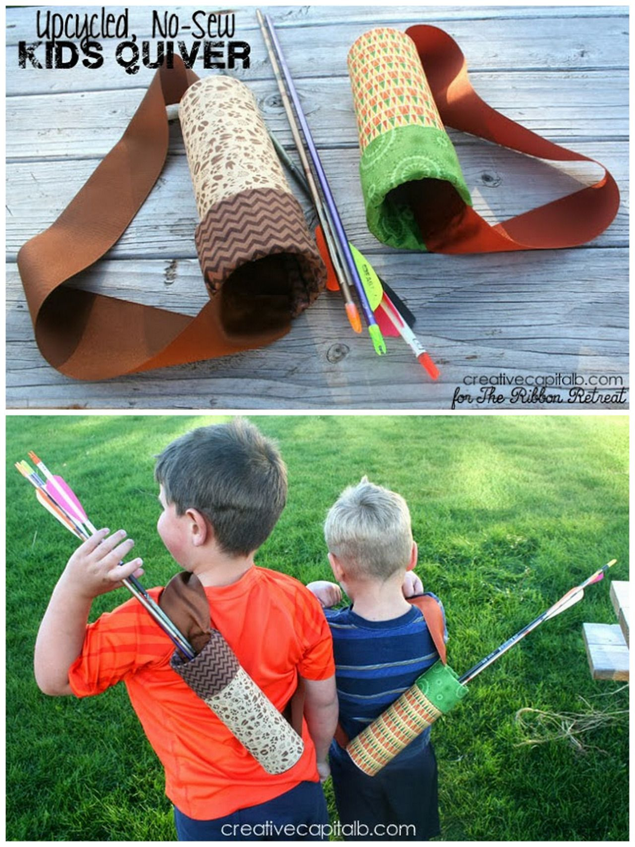 DIY Bow And Arrow For Kids
 DIY No Sew Arrow Quiver Tutorial from Capital B here