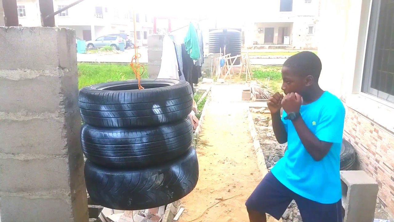 DIY Boxing Bag
 HOMEMADE PUNCHING BAG MADE OUT OF TIRES