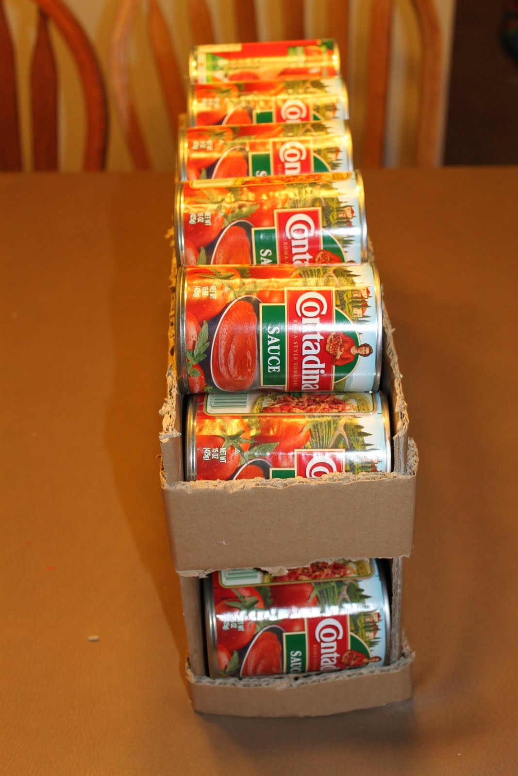 DIY Canned Food Organizer
 Home food storage Cardboard Rolling Shelves