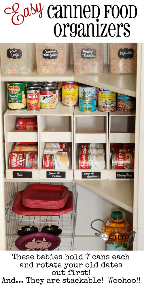 DIY Canned Food Organizer
 25 Kitchen and Pantry Organization & Ideas