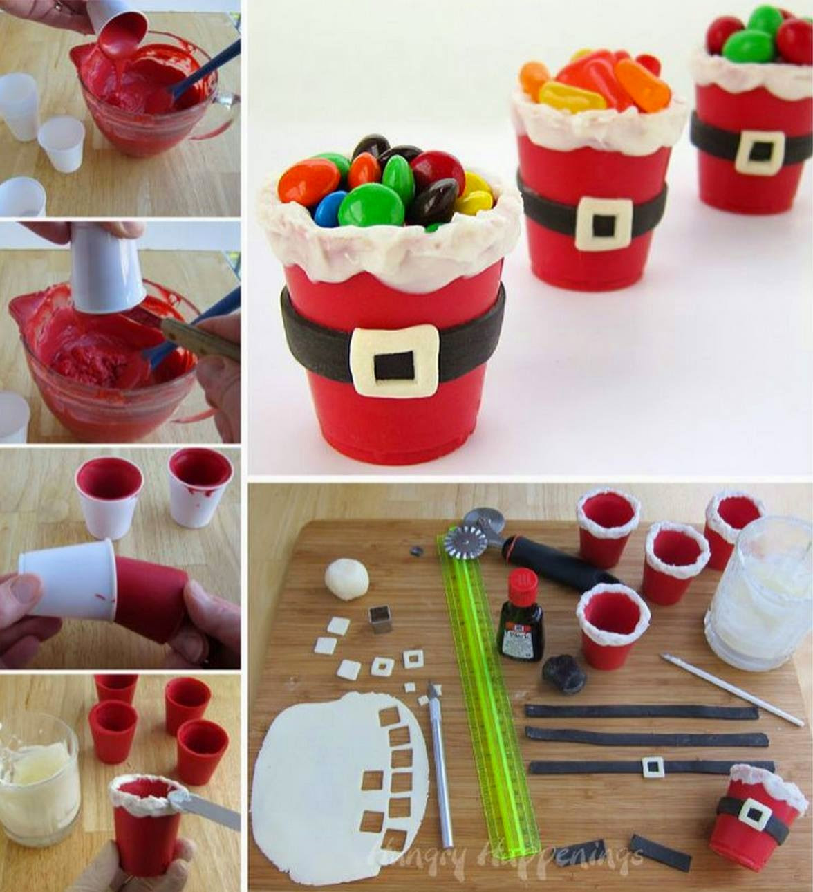 DIY Christmas Gift Ideas
 Edible Santa Suit Candy Cups