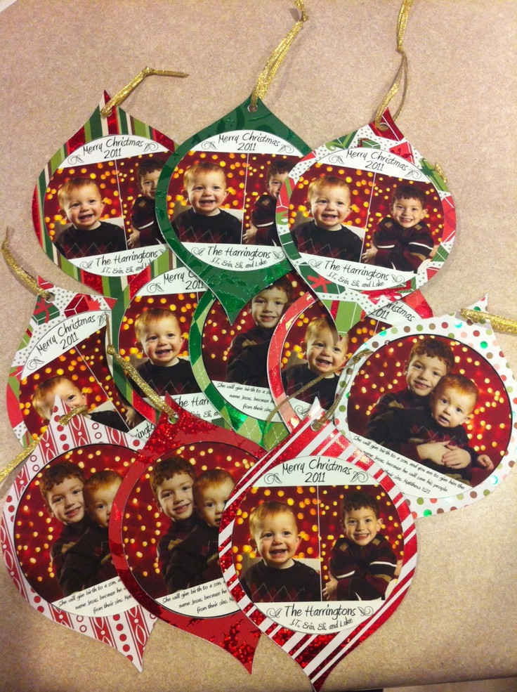 DIY Christmas Photo Card
 Our Christmas card Cricut ornament cut outs with pictures