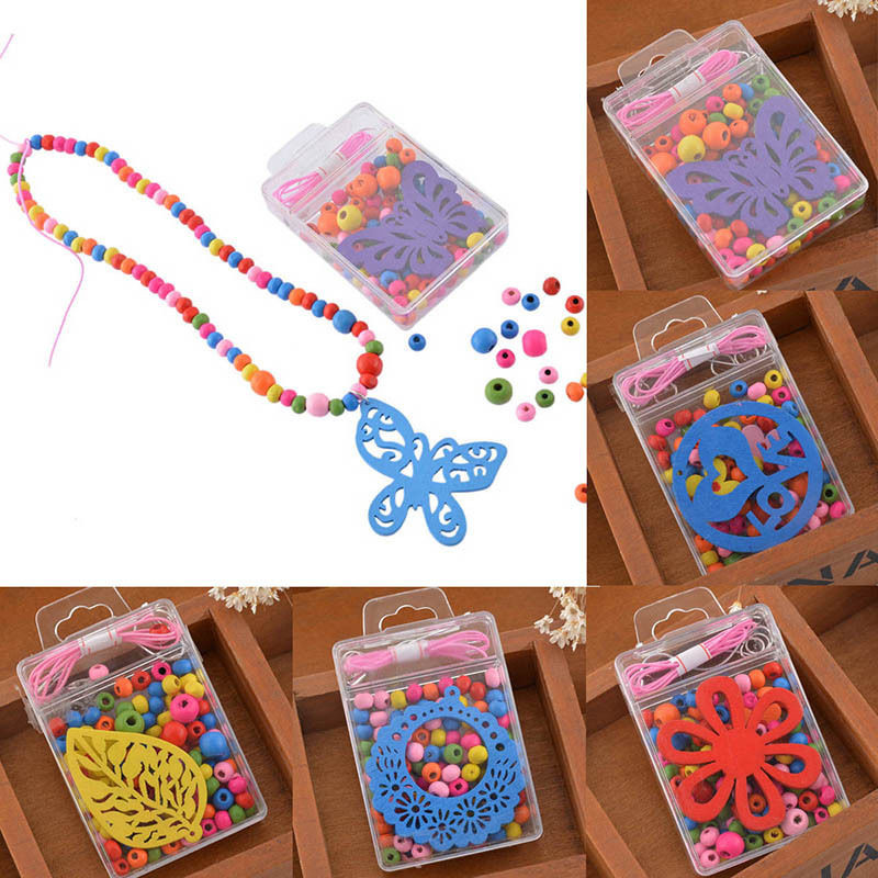 Diy Craft Kits For Kids
 1Box Colorful Wood Beads Kit Necklace Bracelet DIY Kids