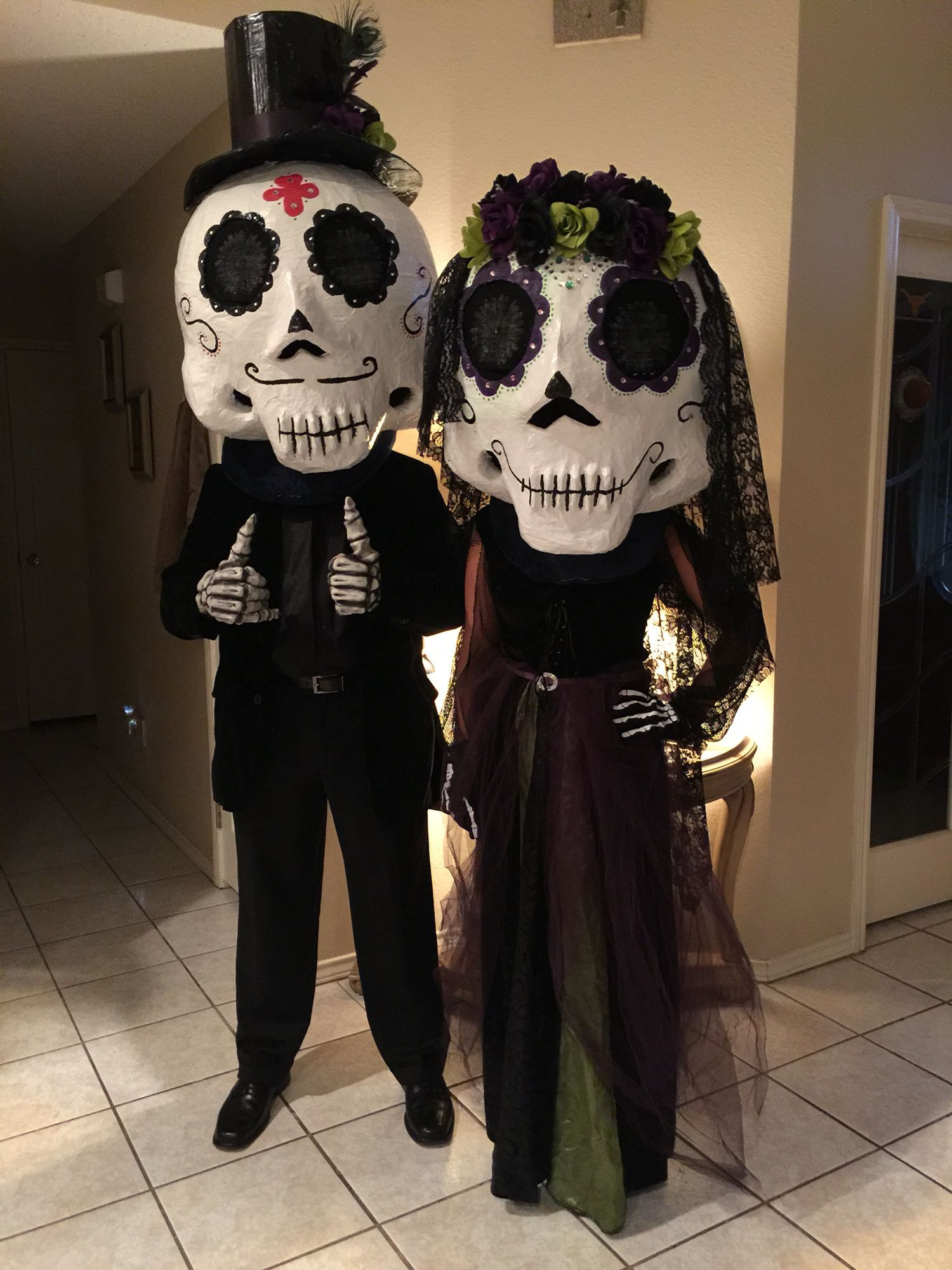 DIY Day Of The Dead Costumes
 Day of dead couple Paper mache mask Day of the dead