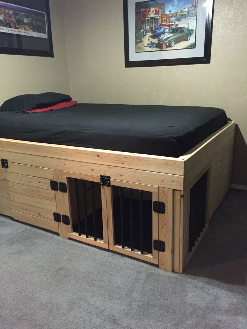 DIY Dog Crate Bed
 Bed with built in dog crate House and Home