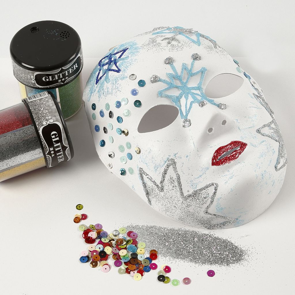 DIY Glue Face Mask
 A Face Mask with Glitter on Designs made with transparent