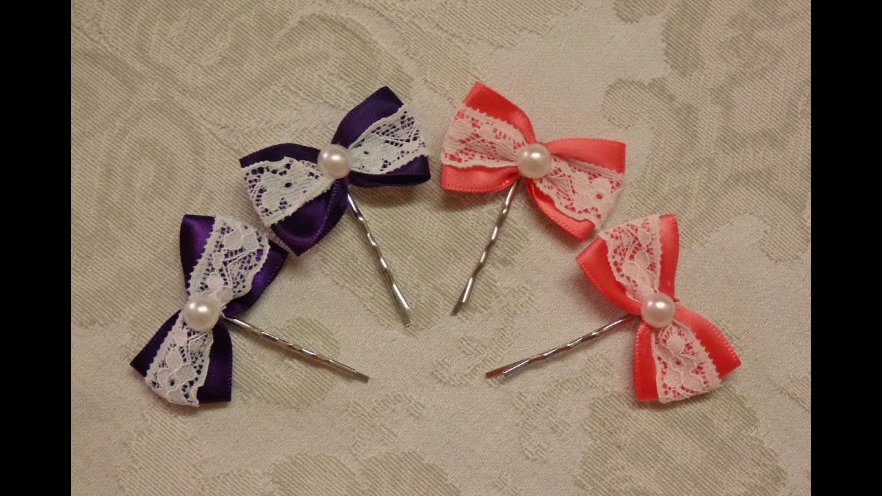 DIY Hair Ribbons
 DIY bow hairpins with lace easy ribbon hairbows tutorial