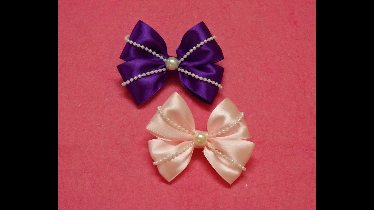 DIY Hair Ribbons
 Diy Ribbon hair bows with pearls hair bow tutorial how to