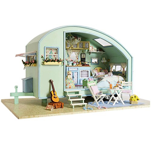 DIY Home Kit
 Ogrmar Wooden Dollhouse Miniatures DIY House Kit With Led