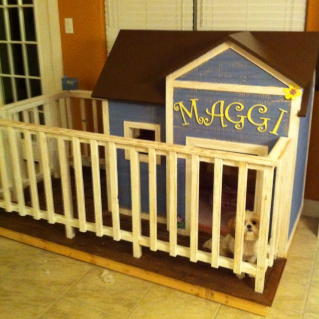 DIY Indoor Dog Fence
 This was a fun project indoor dog house with fenced in
