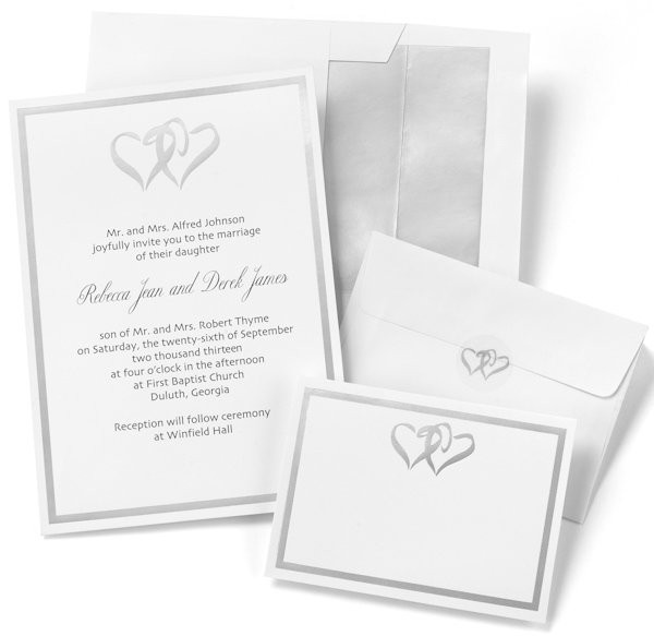 DIY Invitations Kits
 Silver Linked Hearts DIY Wedding Invitation Kit Set of 50