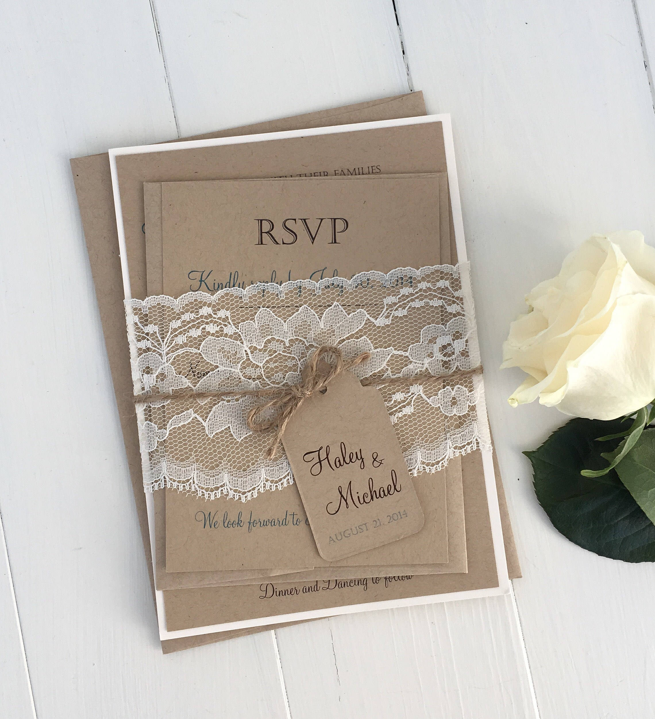 DIY Invitations Kits
 DIY Rustic Wedding Invitation Kit Eco Kraft and Rustic Lace