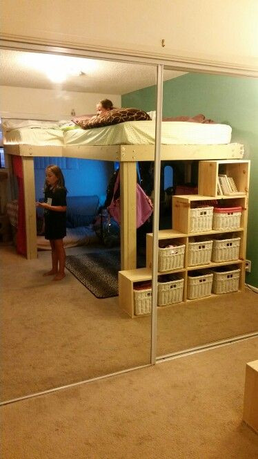 DIY Kids Bed With Storage
 Full size L shaped loft beds with storage steps