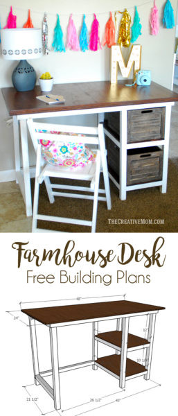 DIY Kids Desk Plans
 DIY Farmhouse Desk free building plans The Creative Mom
