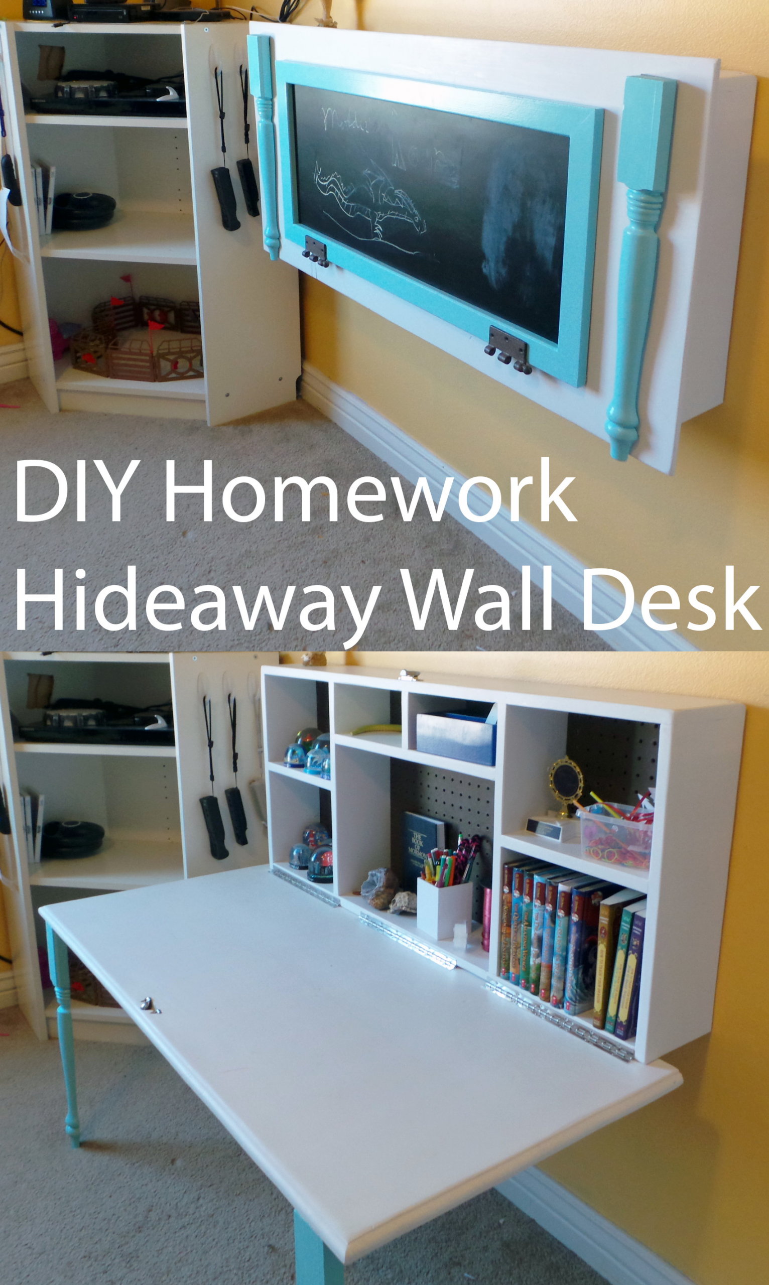 DIY Kids Desks
 DIY Kids Homework Hideaway Wall Desk The Organized Mom