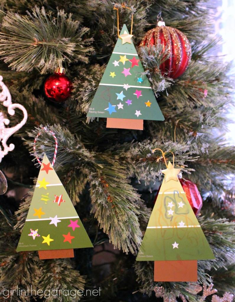DIY Kids Ornaments
 Easy Paint Chip Christmas Tree Ornament