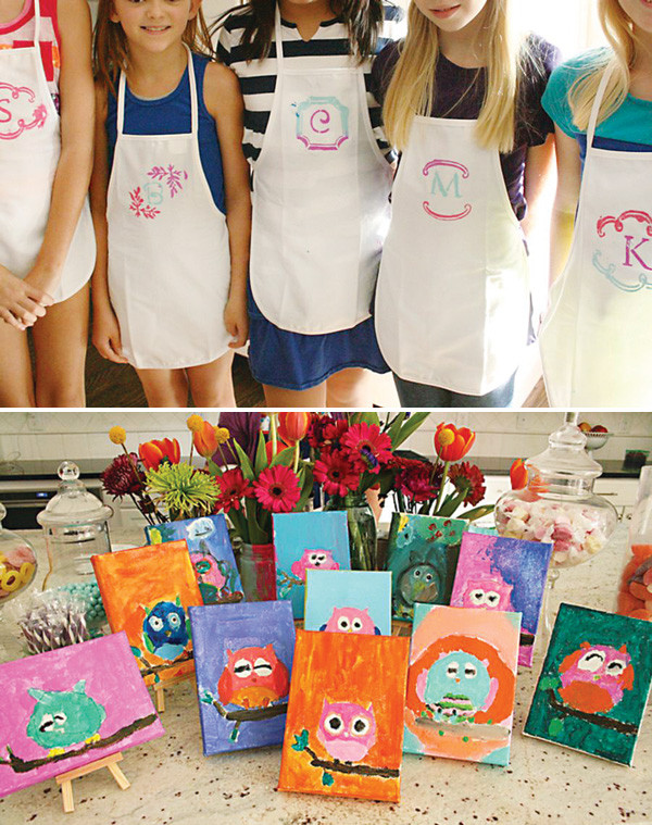DIY Kids Painting Party
 Rainbow Watercolor Painting 9th Birthday Party Hostess