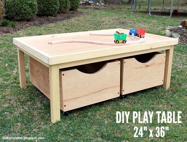 DIY Kids Play Table
 DIY Play Table 24" x 36" with Storage Bins Free Plans