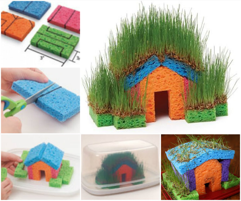 DIY Kids Projects
 Educational DIY Mini Grass Houses for Kids