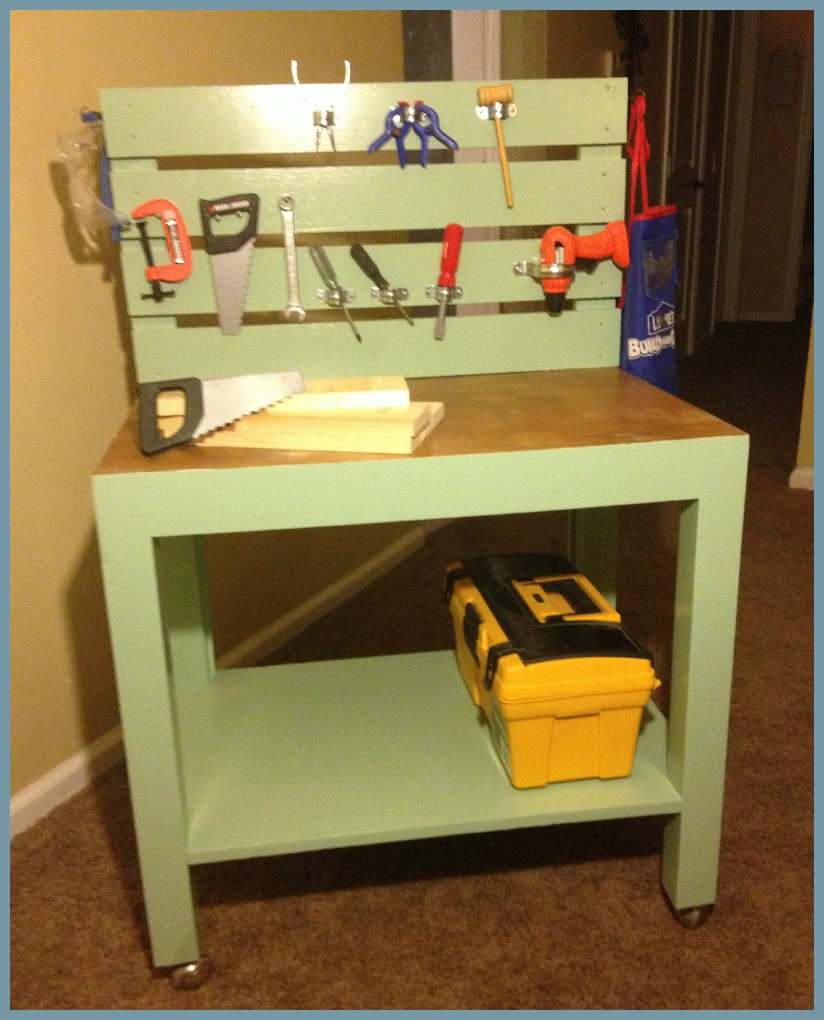 DIY Kids Workbench
 DIY Kids Workbench Painted Vintage