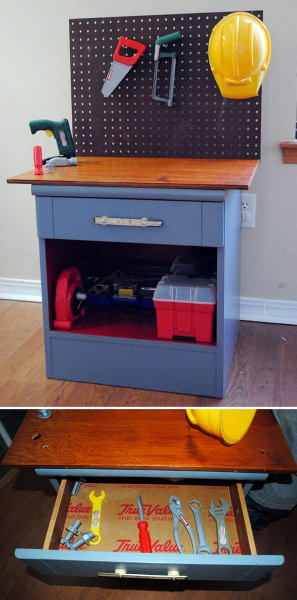 DIY Kids Workbench
 15 DIY Furniture Makeover Ideas & Tutorials for Kids Hative