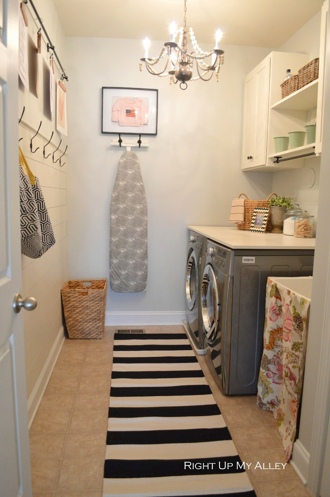 DIY Laundry Room Decor
 Right up my alley DIY Wood Bead Chandelier