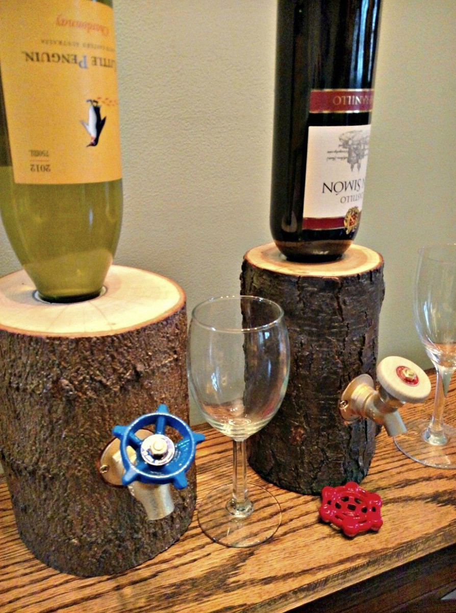 DIY Liquor Dispenser Plans
 Rustic Log Wine Liquor Dispensers The Green Head