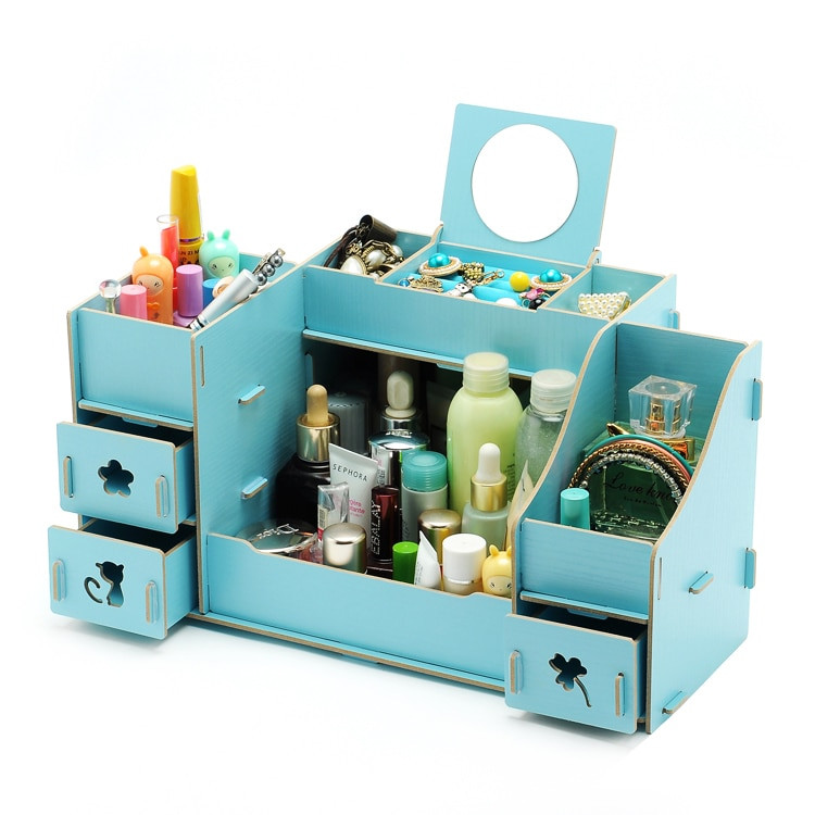 DIY Makeup Boxes
 DIY wood Cosmetic Organizer 4 Drawers Makeup Case Storage