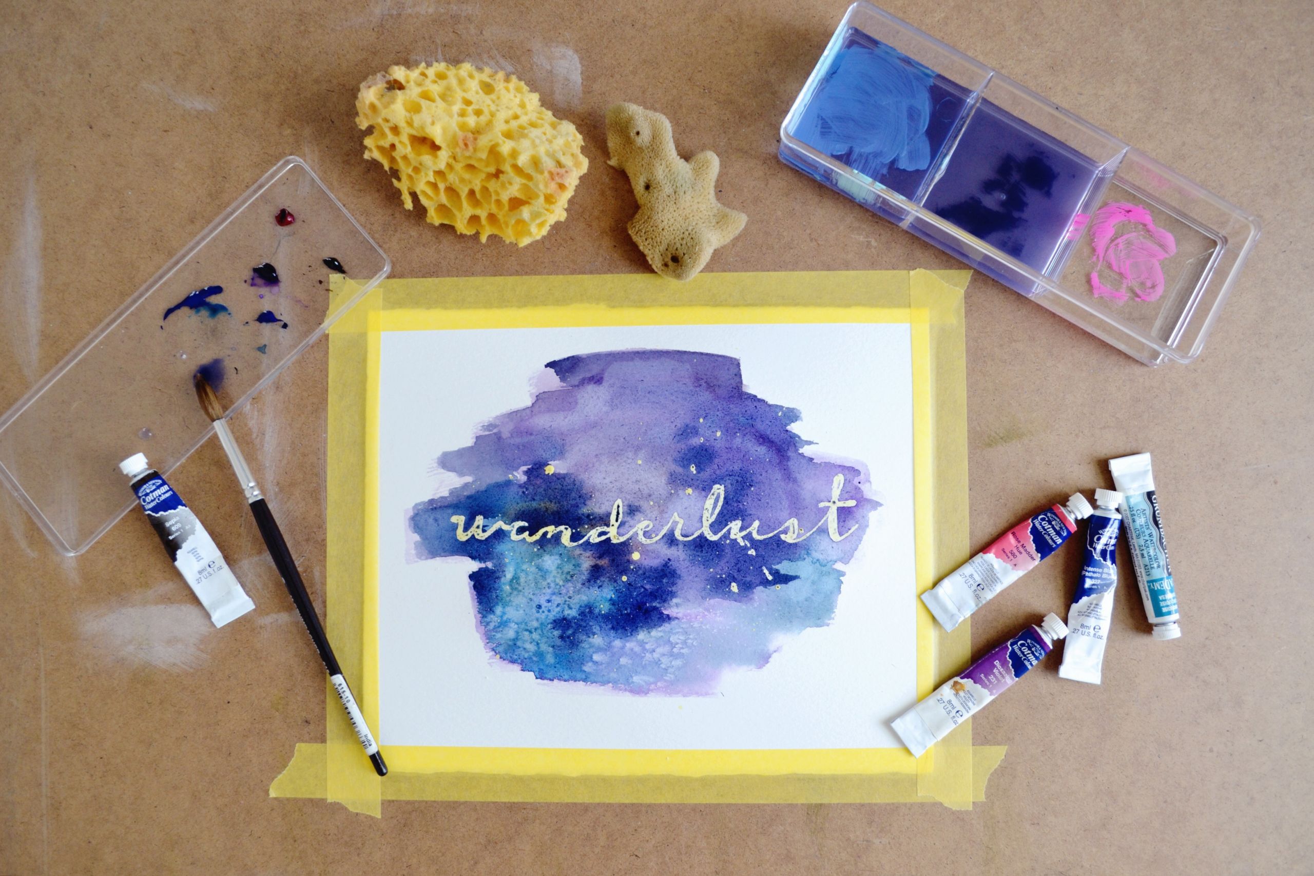 DIY Masking Fluid
 Galaxy Watercolor Wall Art with Masking Fluid DIY