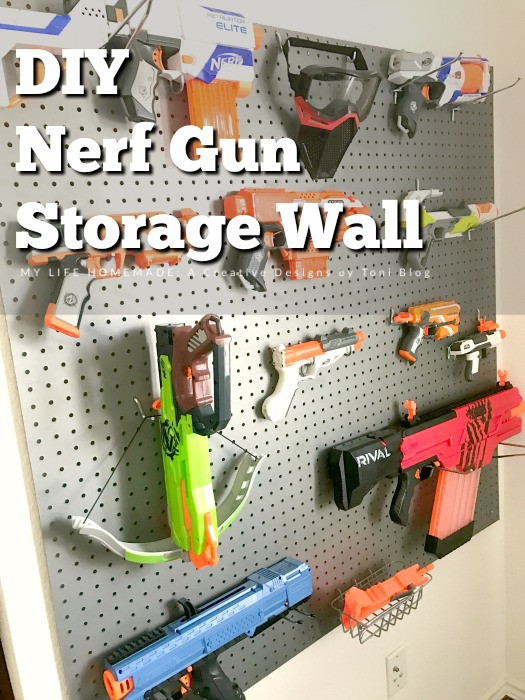 DIY Nerf Gun Rack
 my life homemade DIY Nerf Gun Storage Wall