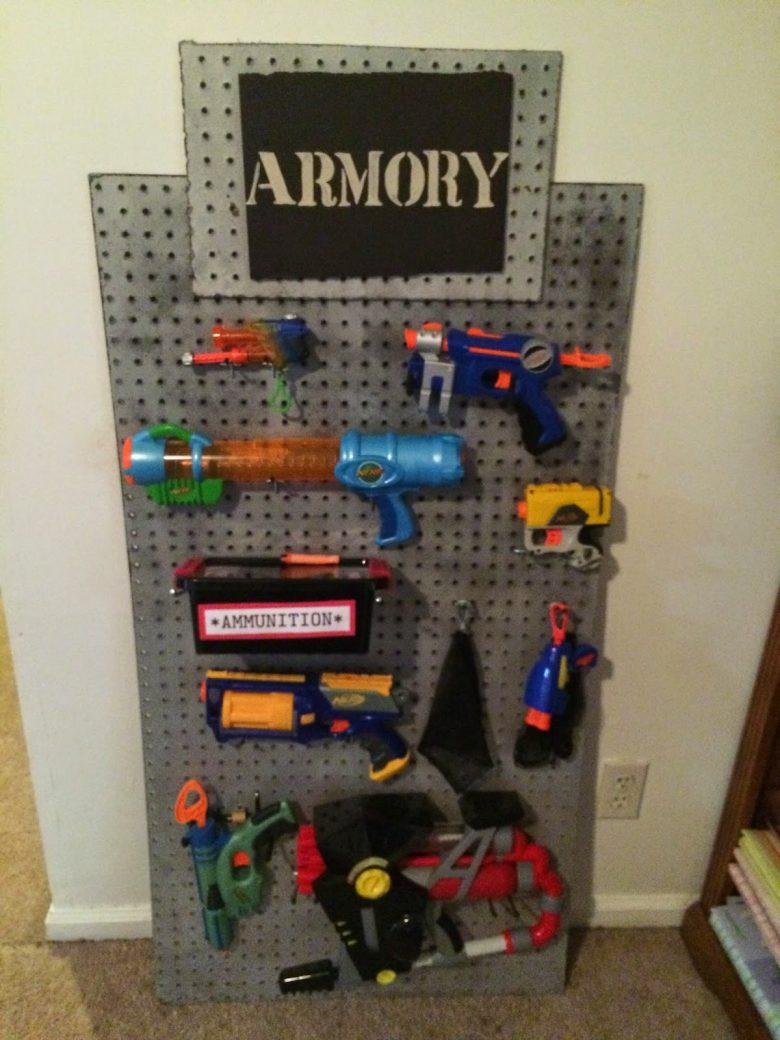 DIY Nerf Gun Rack
 Nerf storage ideas A girl and a glue gun